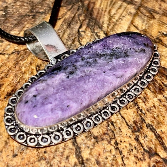 Russian Purple Charoite Pendant 1 1/2”x1 7/8” - Picture 9 of 13